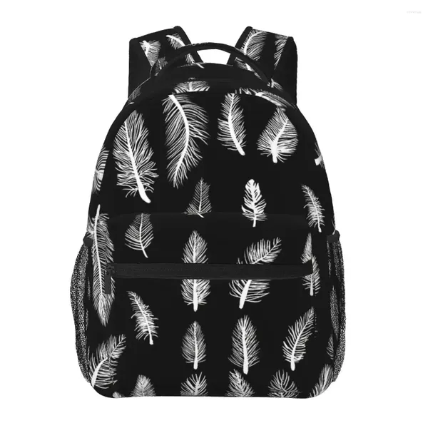 Mochila padrão de penas gótico witchy punk boho hippie para meninas meninos mochila de viagem mochilas saco de escola adolescente