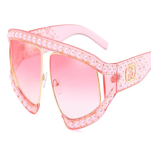Großhandels-Luxus-große Perlen-Sonnenbrille-Frauen-Mann-übergroße polarisierende Sonnenbrille für weibliche männliche klare Objektiv-Schutzbrille UV400-Gläser 8 Farben