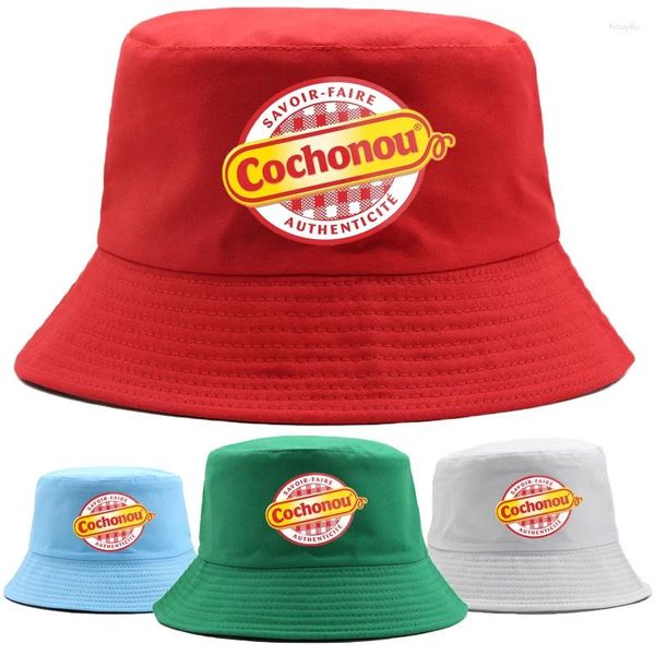 Berets Bob Cochonou Homens Bucket Chapéus Meninos Mulheres Meninas Reversíveis Algodão Ao Ar Livre Caps Verão Pescador Pesca Chapéu Praia