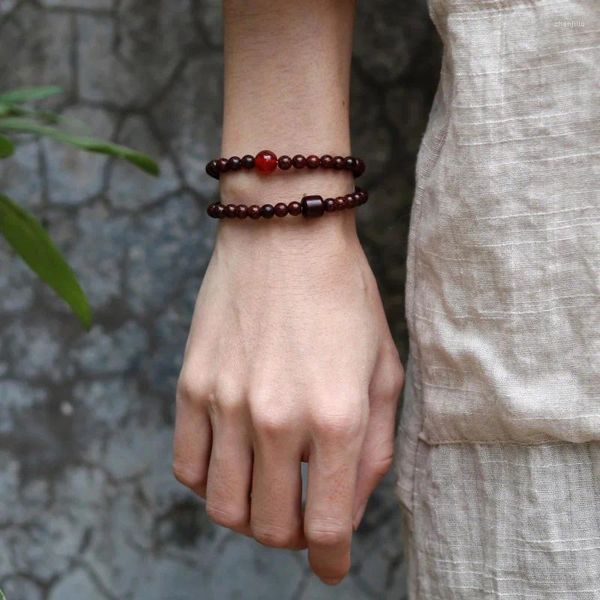 Strand xiaoye roxo sândalo pulseiras de mão masculina e feminina casal contas de buda ano primordial transporte jóias