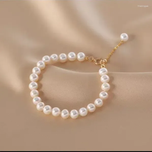 Strand ALLME Nappa regolabile con perla d'acqua dolce genuina francese per donna Gioielli in rame placcato oro reale 14K