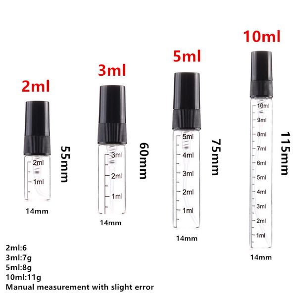 Parfümflasche, 2/3/5/10 ml, transparente Glasflasche, tragbare Parfüm-Sprühflaschen, Reise-Parfüm-Zerstäuber, Kosmetikbehälter