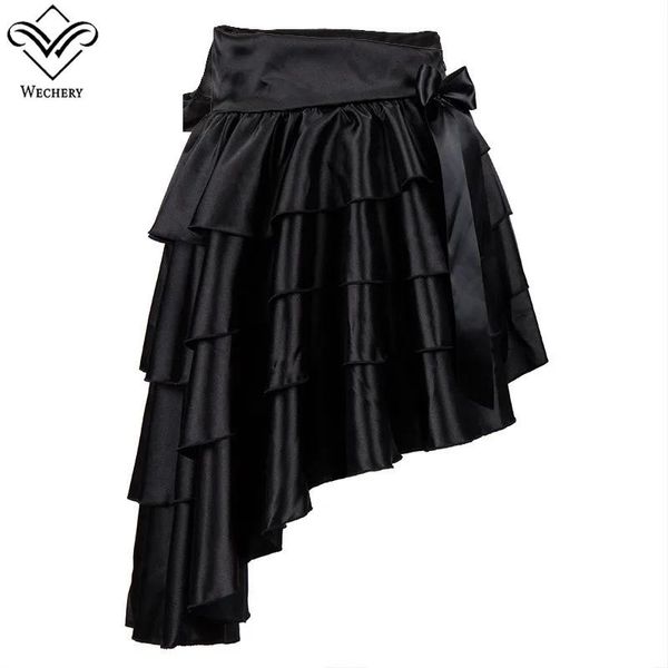 Юбка-корсет Wechery, черная сексуальная юбка до колена в стиле стимпанк, готическая винтажная юбка-корсет, вечерние плиссированные юбки, клубная одежда