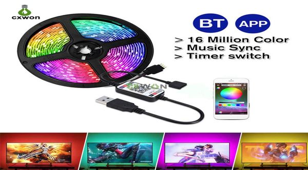 LED TV arka ışık şeridi DC5V SMD5050 1M 2M 3M 4M 5M USB Kablo Gücü Esnek RGB Bluetooth Akıllı Arka Plan Bant Aydınlatma2345814