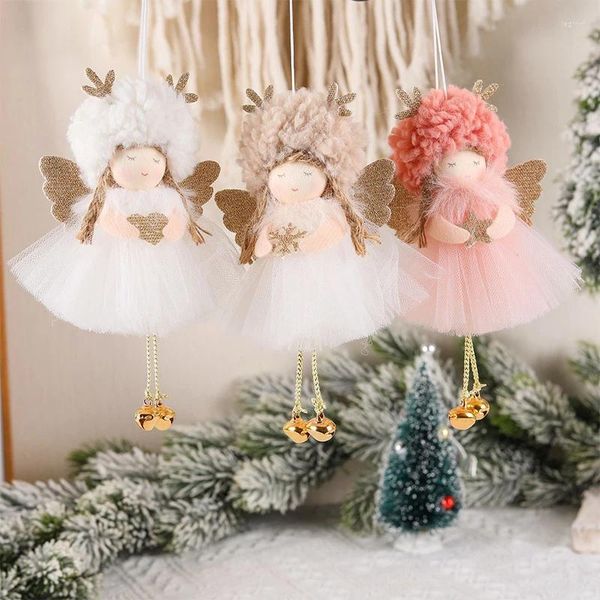 Decorazioni natalizie Ragazza carina Ciondolo per bambola Corno di cervo Abito in filato Albero di angelo Peluche Decorazione natalizia Regali di Natale