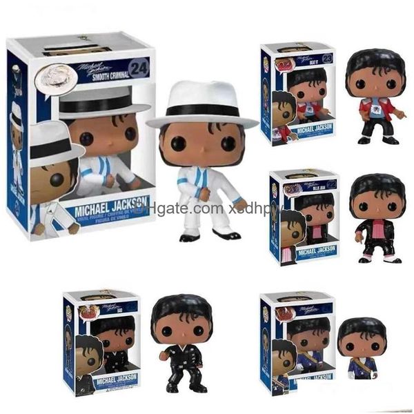 Action Figures Toy Funko Pop Michael Jackson Beat It Billie Jean Bad Smooth Fans Collection Modello Giocattoli per bambini Regali di compleanno Dro Dh4Gi