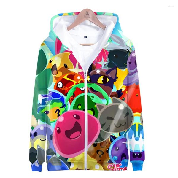 Hoodies masculinos jogo slime rancher 3d impressão homens zíper hoodie feminino streetwear hip hop casual meninos meninas zip up moletom dos desenhos animados