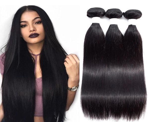 Peruano Virgem Cabelo Liso 3 ou 4 Pacotes Ofertas Não Processados Brasileiro Indiano Malaio Cabelo Liso Feixes de Cabelo Humano Natural3037273