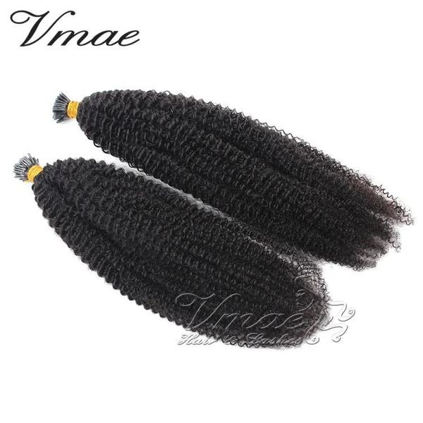 Erweiterungen VMAE Cuticle Aligned Indian Raw Virgin Pre Bonded Human Hair Keratin Stick Prebonded U TIP Afro Kinky Curly I Tip Extensions