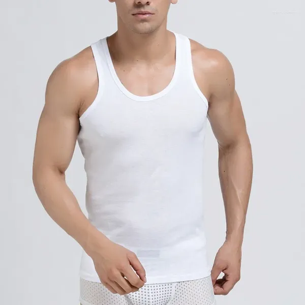 Yoga roupa verão moda simples colete masculino puro algodão esportes musculação base