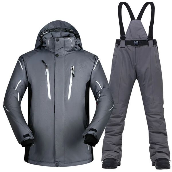 Terno de esqui masculino, super quente, grosso, à prova d'água, à prova de vento, inverno, neve, esqui e snowboard, jaquetas, calças, plus size, marcas 240104