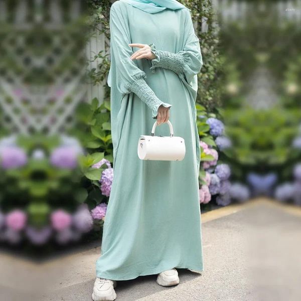 Этническая одежда Ид Молитва Абая для женщин с застежкой-молнией спереди и рукавами-бабочками Исламское мусульманское длинное платье Дубай Турция Скромный халат хиджаба