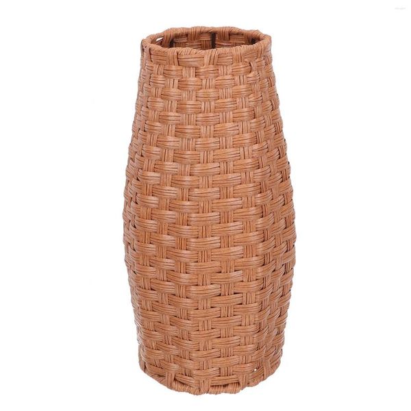 Vasi Vaso da fiori in rattan Cesto vintage Tavolo decorativo rustico Pavimento in vimini floreale per fiori secchi