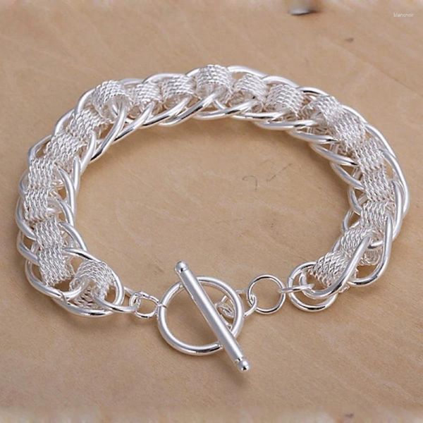 Link Armbänder Hohe Qualität Charme Solide Kette Mode Schöne Frauen Männer Silber Farbe Schmuck Dame Hochzeit H059