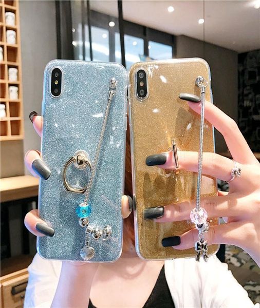 Para samsung galaxy s10 caso pulseira pandora pulseira de pulso glitter caso para samsung s8 s9 plus s7 borda s10 lite s10e capa bracket9090930