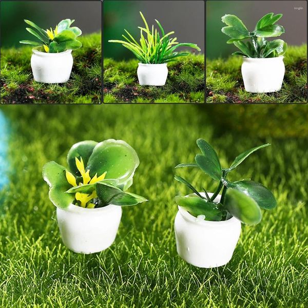 Dekoratif Çiçekler 4pcs Mini Yapay Saksı Bitkiler Minyatür Bebek Ev Aksesuarları DIY Micro Peyzaj Bahçesi için Tiny Bonsai Süslemesi