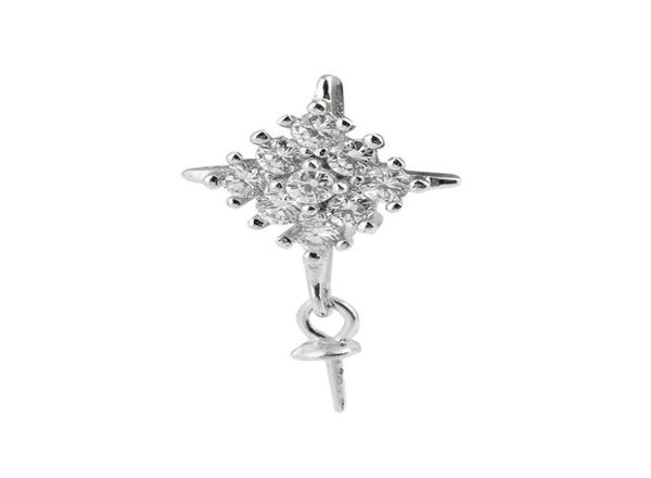 Ciondolo con perla goccia Cubic Zirconia Montaggi in argento sterling 925 per ciondola perla Gioielli fai da te 5 pezzi1814001