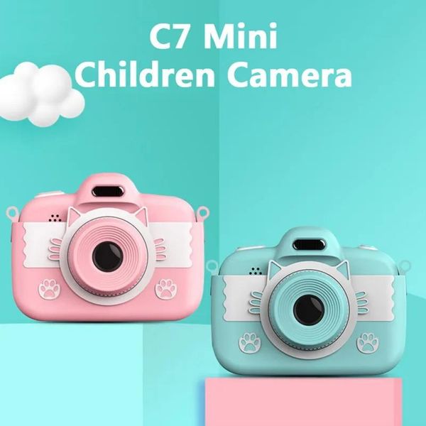 Telecamere C7 Mini Children Camera per bambini Toy Camera 3.0 '' Full HD Digital Camera con giocattoli intellettuali per bambini in silicone Gift 10p