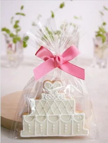 100 pçs/lote adorável claro celofane biscoitos artesanato casamento doces festa sacos de plástico atacado 12x25cm ll