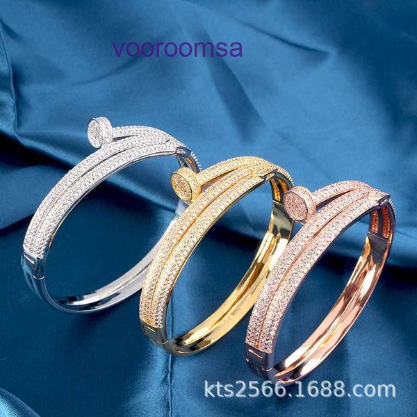 Autoreifen-Armband, Damenmode, beliebtes asiatisches Gold eingelegtes Zirkon-Doppelring-Nagelarmband, modischer, personalisierter Schmuck mit Originalverpackung