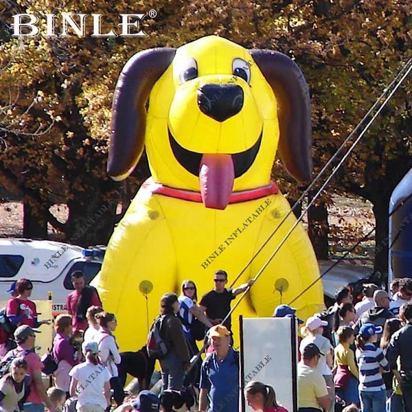 Balanços para decoração de eventos, grande cão amarelo inflável, mascote de cachorro fofo, modelo de desenho animado animal inflável à venda