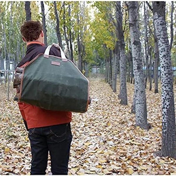 Borse portaoggetti Borsa per trasporto tronchi in tela Borsa in legno resistente Accessori per stufe per caminetto Porta legna da ardere con manici per il campeggio