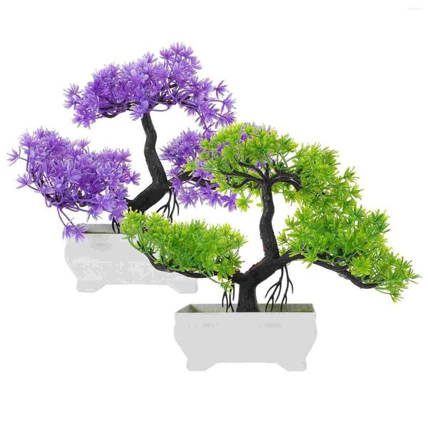 Flores decorativas falso vasos de plantas simulação bem vindo pinho estante prateleira artificial bonsai árvore realista