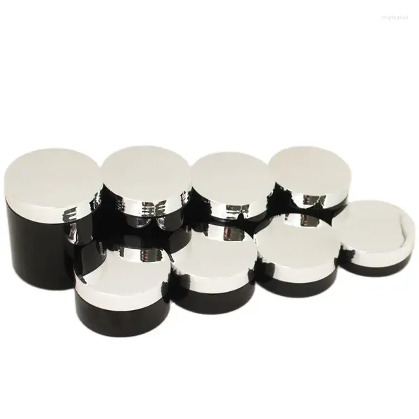 Garrafas de armazenamento 20 pcs recipientes cosméticos preto brilhante recarga garrafa tampa de prata 30g50g80g100g150g200g250g pet vazio plástico corpo creme frascos