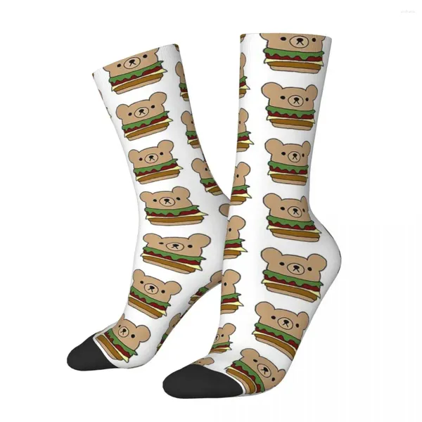 Мужские носки Сумасшедшие носки для мужчин Kawaii Хип-хоп Харадзюку Гамбургер Счастливый бесшовный узор с принтом для мальчиков Компрессионная новинка подарок