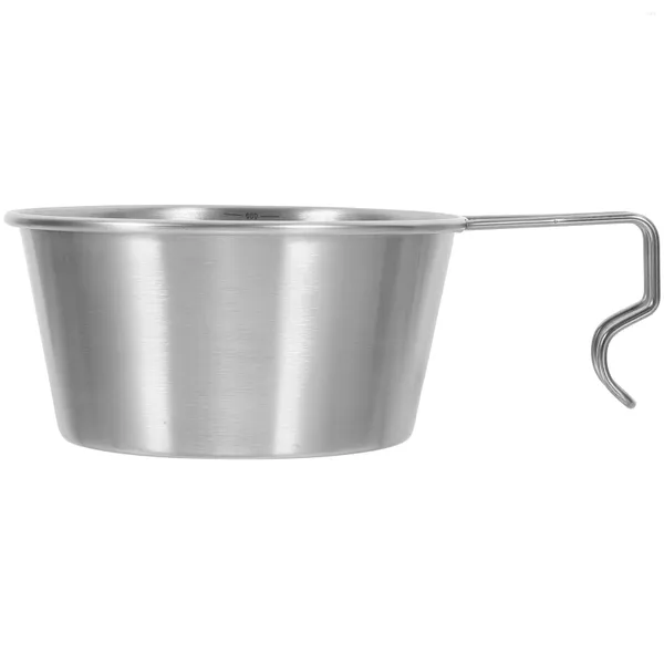 Миски для хранения мисок для пикника, нержавеющая сталь для рамэна, принадлежности для кемпинга, приготовления пищи, чашка для воды, посуда, ручка из стали
