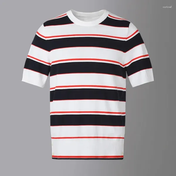 T-shirt da uomo T-shirt in cotone a righe di marca di moda T-shirt a maniche corte con o-collo di alta qualità Pullover casual Abbigliamento T-shirt da uomo Maglie