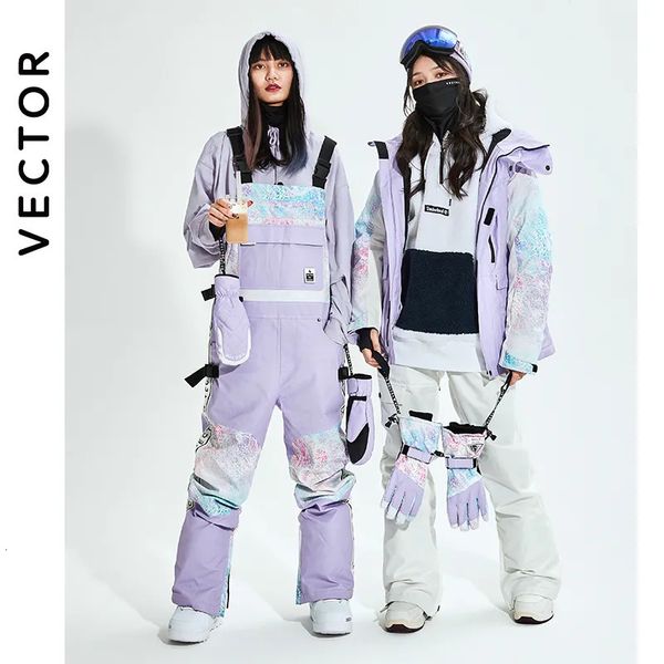 VECTOR Uomo Donna Giacca da sci Pantaloni da sci Inverno caldo antivento Impermeabile Sport all'aria aperta Snowboard Cappotto da sci Pantaloni 240104