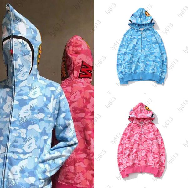 24SS Zip Up Hoody Pullover Designer Sweatshirt Männer Hoodie Tide Shark Flame Camouflage Cardigan Sweatshirt Langarm Hoodies für Männer