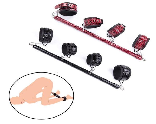 camaTech Metall-Spreizstange mit PU-Leder-Handschellen, Handgelenk- und Fußfesseln, offene Beine, Fesseln, BDSM-Bondage-Fesseln-Set für Frauen, Y4153867