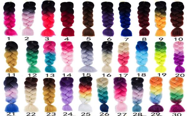 Ombre cor trança de cabelo sintético kanekalon tranças de crochê premium cabelo de fibra de alta temperatura 3403979