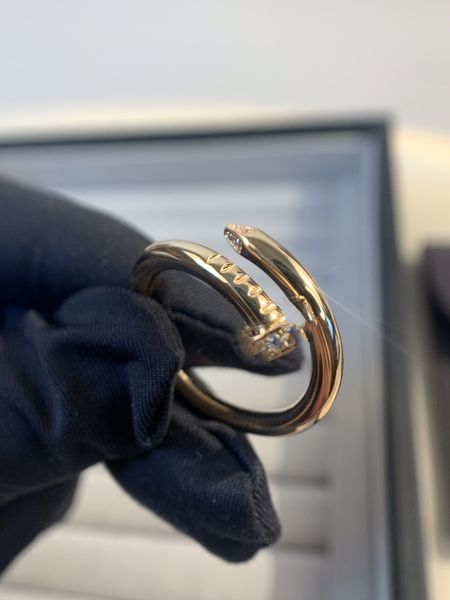 Tasarımcı Gül Altın Yüzük Kalın Tırnak Halkası Üst V-Gold ile Elmas Ring ile Kadın Erkek Elektroelasyon 18K Klasik Premium Kutu