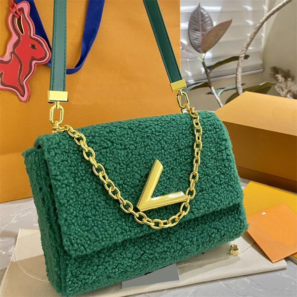 Kuzu Yün Tasarımcı Çanta Kadın Zincir Omuz Çantası Klasik Gidiş Crossbody Bags Lady Luxury Lovely Totebag Çanta