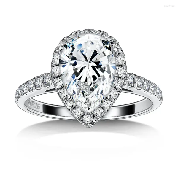Anéis de cluster 1-2ct real moissanite noivado para mulheres 925 prata esterlina anel certificado pêra corte d cor laboratório diamante jóias finas