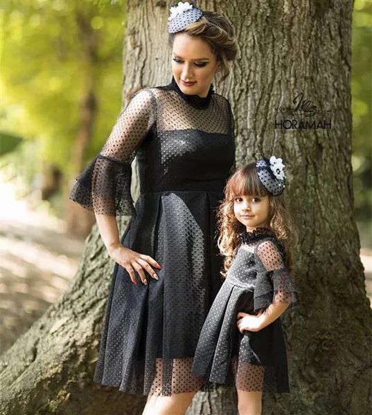 Abiti Mamma e io Abiti coordinati per la famiglia Abito in pizzo nero Ragazze Abiti coordinati per madre figlia Boutique Abbigliamento per bambini Genitore figlio O