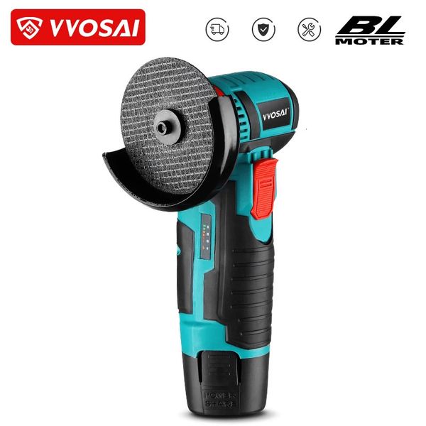 VVOSAI 12V Brushless Angle Grinder 19500RPM Elétrica Máquina de moagem de polimento Mini ferramenta elétrica de corte sem fio com bateria de lítio 240104