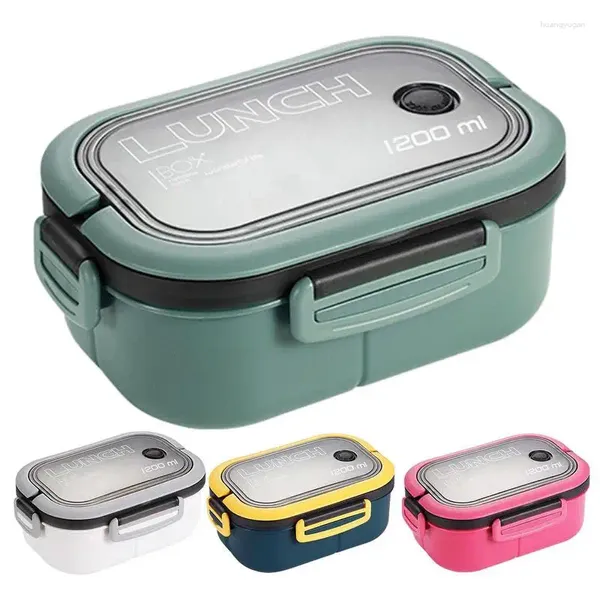 A louça Bento encaixota recipientes do almoço para adultos com 3 compartimentos 1200ml caixa adulta resistência de alta temperatura