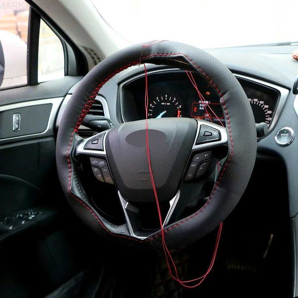 Capas de volante de couro artificial DIY capa no volante para Opel Astra H com agulhas Thread Truck Trailer Acessórios de carro UniversalL24014