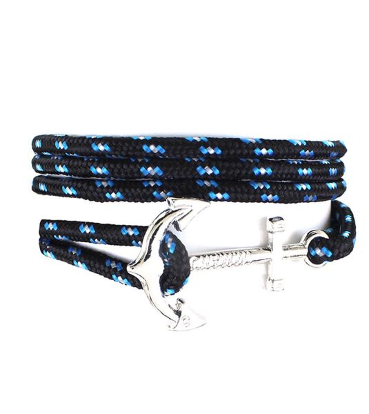 Moda nova prata âncora envoltório pulseira feminina multicamadas paracord corda pulseira para homens esperança amizade pulseiras jóias presente who6338685