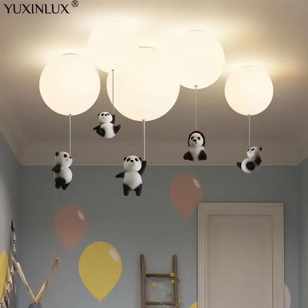 Lampsshades Lampen Schatten kreativer Panda -LED -Kronleuchter Ballonlichter Süßes Baby Kinder Schlafzimmer Wohnzimmer Anhänger hängende Beleuchtung