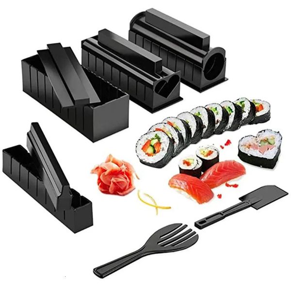 10 pçs conjunto de sushi fazendo kit japonês arroz bola bolo rolo molde diy casa ferramenta plástico cozinha fabricante ferramentas 240103