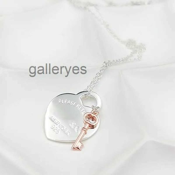 Colares de pingente coração e chave colar para mulheres 1 925 prata esterlina jóias de luxo presentes co gota c4h6 c4h6 x4p9