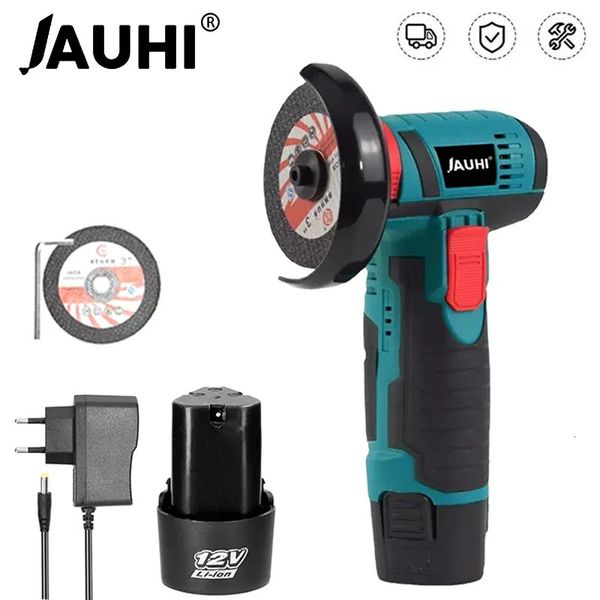 12v 19500rpm Şarj edilebilir lityum pil kablosuz parlatma makinesi elmas kesim ile 12V 19500rpm mini açılı öğütücü 2 kesme diski ile elmas kesim 240104