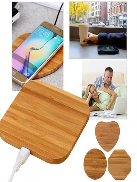 Беспроводное зарядное устройство Qi Бамбуковое деревянное беспроводное зарядное устройство Беспроводная зарядка для iphone Samsung LG Все устройства Qiabled DHL9047411
