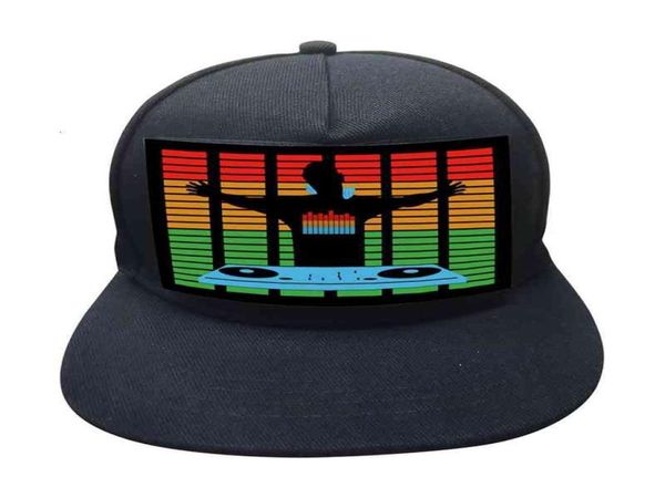 Berretti da baseball unisex illuminati con suono attivato berretto da baseball DJ LED cappello lampeggiante con staccabile Sn per feste in maschera cosplay 19B2962485