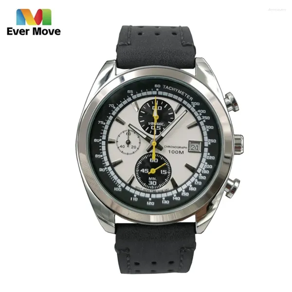 Armbanduhren Ever Move Lässige Sportuhren für Herren, Top-Armbanduhr aus Militär-Leder, Herrenuhr, modische Chronographen-Armbanduhr